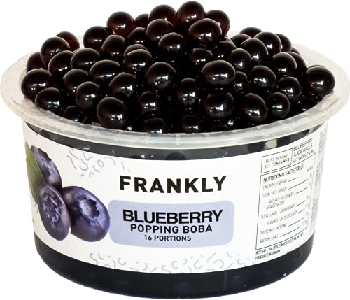 FRANKLY Popping Boba - Esferas de fruta para Bubble tea, té de burbujas, yogur, pasteles y dulces (Aràndanos, 490g)