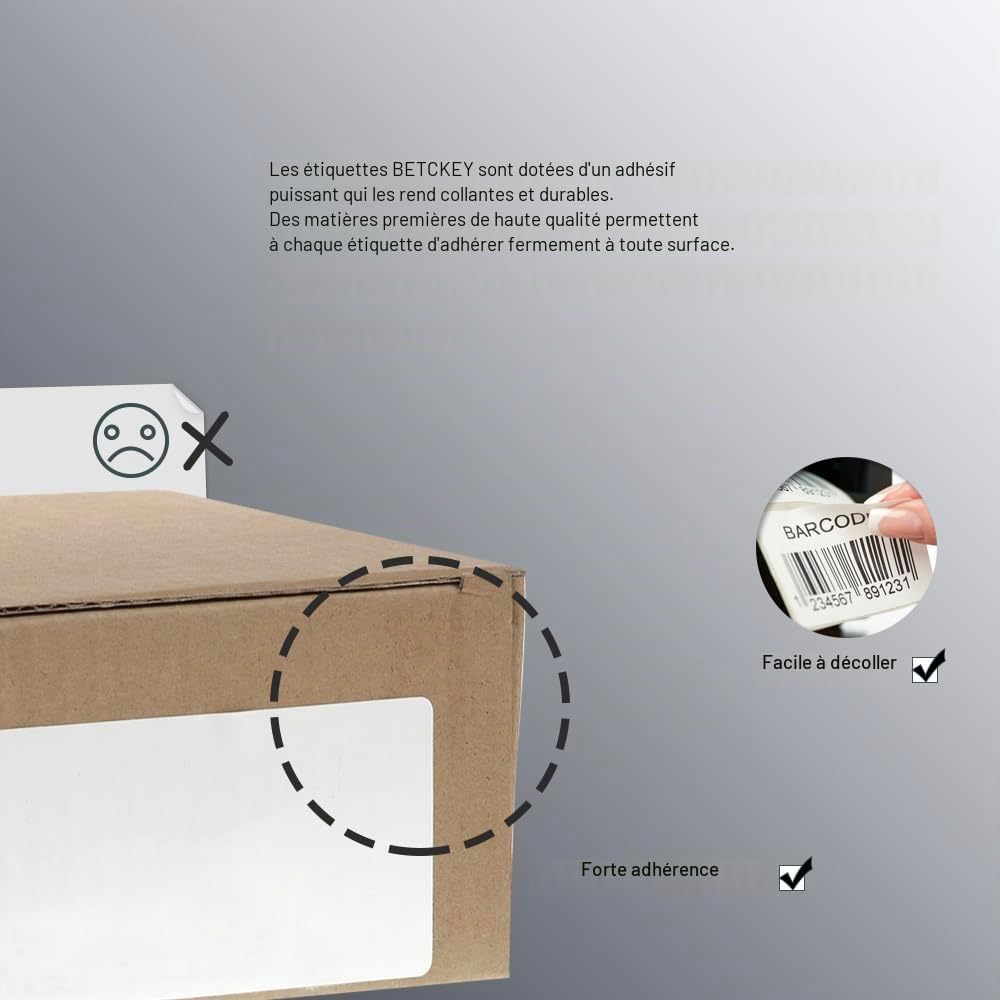 BETCKEY - 102mm x 25mm(4 in x 1 in) Perforées Étiquettes Thermiques Polyvalentes Compatible avec les imprimantes Zebra et autres [10 Rouleaux/13750 Étiquettes]
