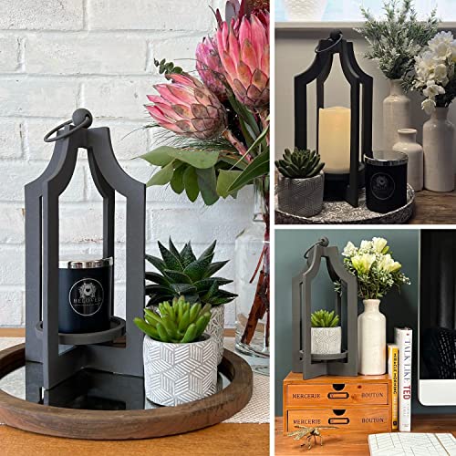 Cibeni Farmhouse Lantern Candle Holder - 15" Incl Ring - Indoor Outdoor Decorative Lanterns For Home Decor - Farmhouse Candle Holders For Pillar Candles Modern Lantern Decorative Farmhouse Style #TOP3