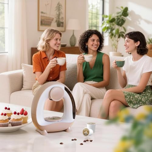 Image of 2 in 1 Single Serve Coffee Maker for K Cup,Ground Coffee and Tea Leaves, 1400W 20s Fast Heating Mini K Cup Coffee Brewer, One Button Operation (Cream)