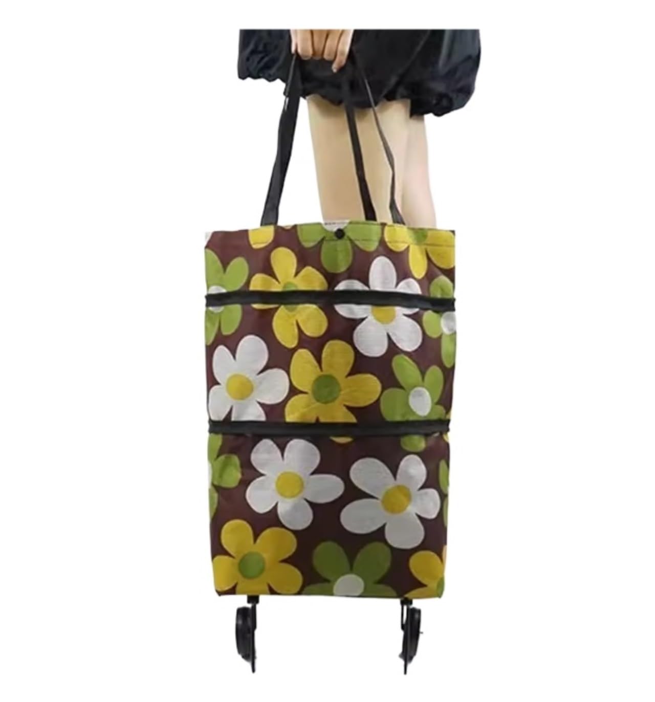 shopping trolley on wheels, Grocery Shopping Cart Trolley Bag With Wheels Foldable Lightweight(Yellow)