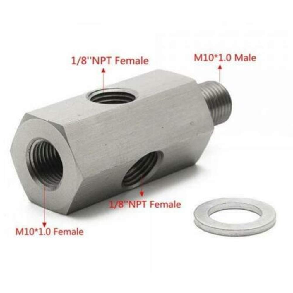 Adaptateur Capteur Pression Huile M10x1.0 En T - Acier Inoxydable Avec Port 1/8 NPT