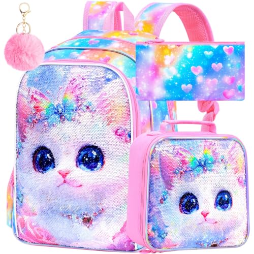 Image of 16 inch Backpack for Girls Boys 4-8, 3Pcs Kids Bookbag Set with Lunch Box, School Bag for Preschool Kindergarten
