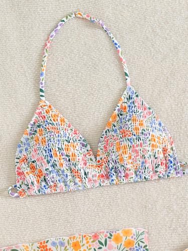 Image of SEGT Girl's 3 Piece Striped Bikini Swimwear Cute Swimsuits Bathing Suit High Waisted with Cover Up Beach Skirt