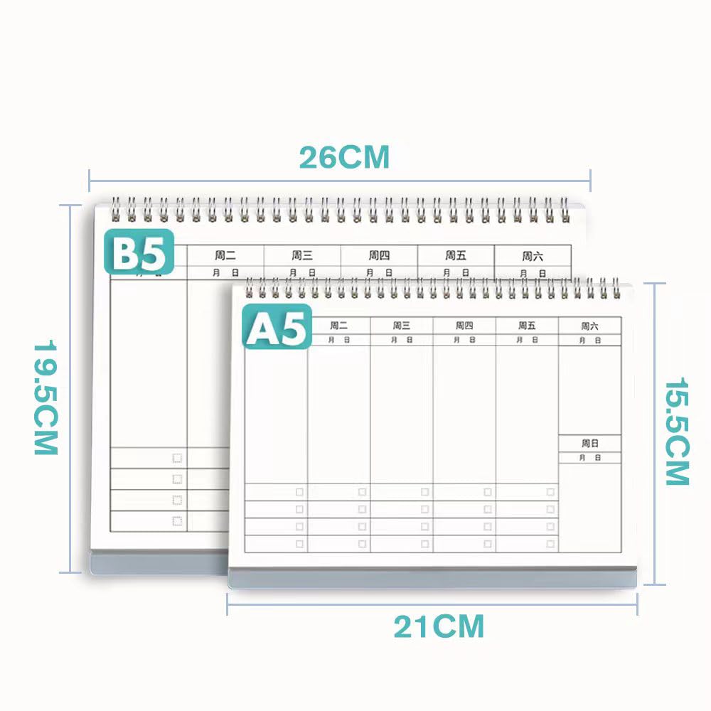 カレンダー・スケジュール kurumi Amazon | カレンダー 手帳 52 週 計画本 B5 & A5サイズ 2冊セット