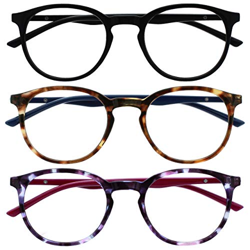 Gafas de lectura antirreflejo y filtro azul con lentes resistentes a arañazos pack 3