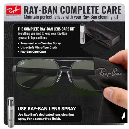 Image of Ray-Ban RB3445 Rectangle Shaped Sunglasses for Men with Official RAYBAN Eyewear Kit