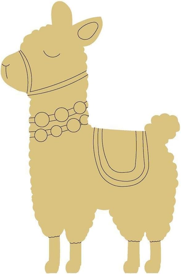 Llama Design by Lines Cutout Unfinished Wood Animal Kids Room Mystical Door Hanger MDF Shape Canvas Style 2 Art 1 (24)