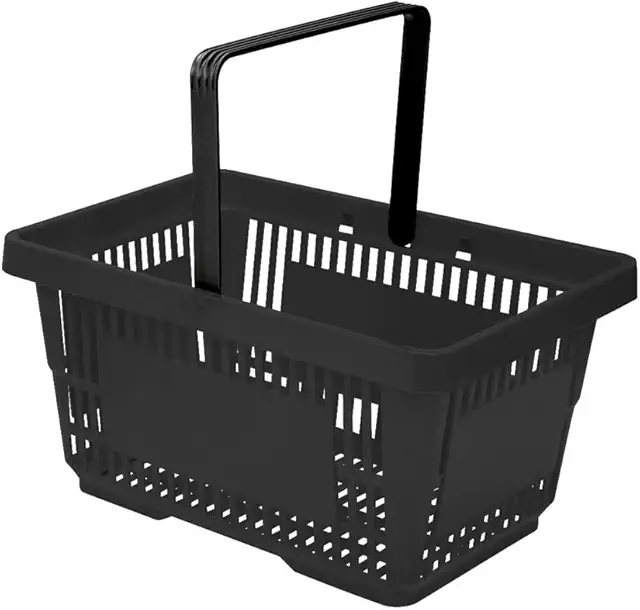 Cesta de la compra de plástico apilable 20L negro, ideal para supermercados