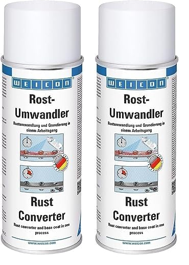 WEICON Rostumwandler 400 ml, Rostkonverter mit Grundierung, neutralisiert Rost und stoppt Korrosion (Packung mit 2)