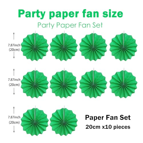 Decorações de festa verde, decorações de papel verde para festa, decorações de festa de tênis, leque