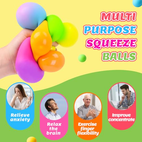 Image of Stress Balls 4 Pack for Adults and Kids, Color Changing Squeeze Toys