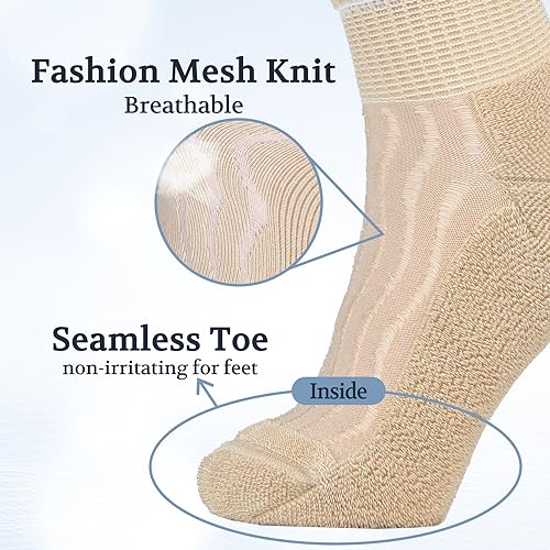 Image of +MD Bamboo Viscose Ankle Diabetic Socks for Men & Women, 6 Pairs, Soft Cushioned, Non-Binding Loose Top, Extra Wide
