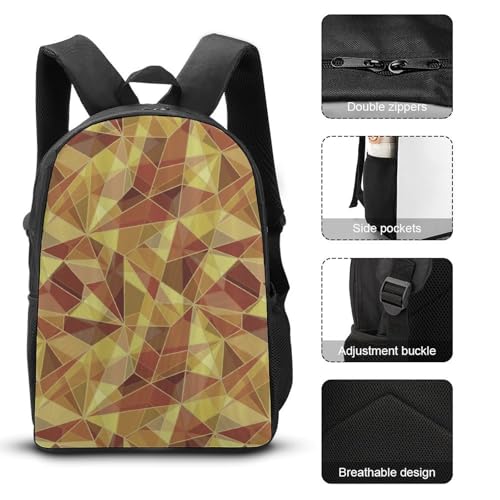Fractal Triangle Geometric Fragments Classic Backpack Lunch Bag Pencil Case 3 Piece Set Travel Daypack3