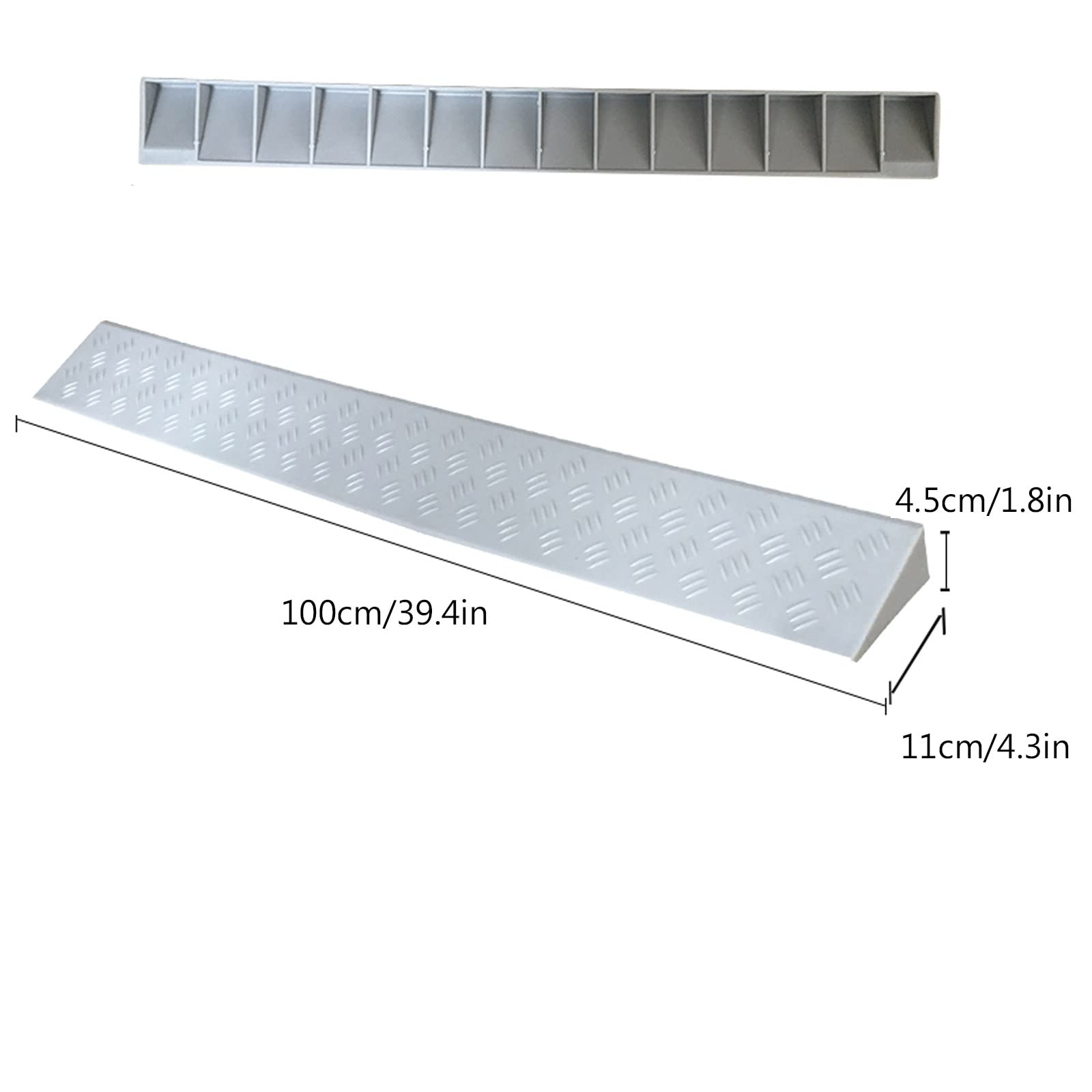 Rampa de umbral de Capacidad para umbral de transición, Superficie Antideslizante, rampas de umbral sólidas para Silla de Ruedas, Scooter, Scooters de Movilidad (Color: Grigio, Tam