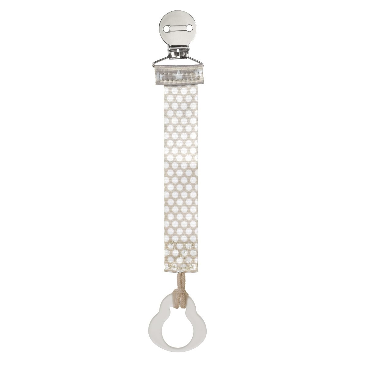 Chicco Fashion Clip Salvasucchietto Con Nastro, Universale, Per Agganciare Ciucci, Catenella Porta Ciuccio Neonato, Neutro, 0 Mesi+