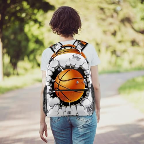 Sac à dos d'école multicolore fille garçon motif basket-ball - 6
