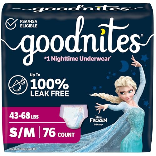 Image of GoodNites Girls Nighttime Underwear, Size S /M, 76 Ct, 2 Packs of 38