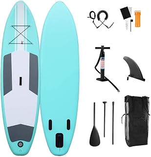 Inflatable Stand Up Paddle Board,Inflatable Board with Adjustable Paddle,Beginner's Surfboard Kit with Air Pump with Pressure Guage,Repair Kit,Carry Backpack