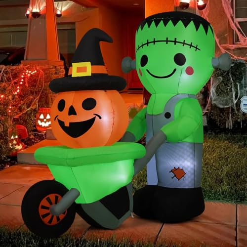 Aufblasbarer Frankenstein-Kürbiswagen mit LEDs, 1,8 m – Produktansicht 1