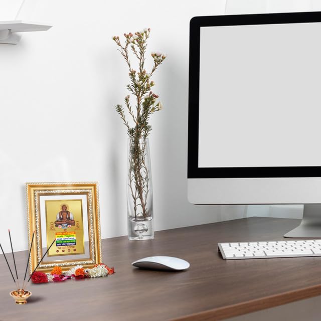 Image of DIVINITI Lord Adinath with Namokar Mantra 24K Gold Plated Foil Wall and Tabletop Photo Frame for Home Decor, Puja Room, Living Room, Office, Luxury Gifting | DG Frame 112 S2 (21.5x17.5 CM)
