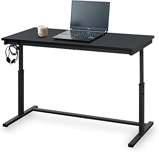 Iris Ohyama UDD-1200 Computer Desk, PC Desk, Elevating Side Table, Stylish, Desk, Office, Width 47.2 inches 120 cm, Black