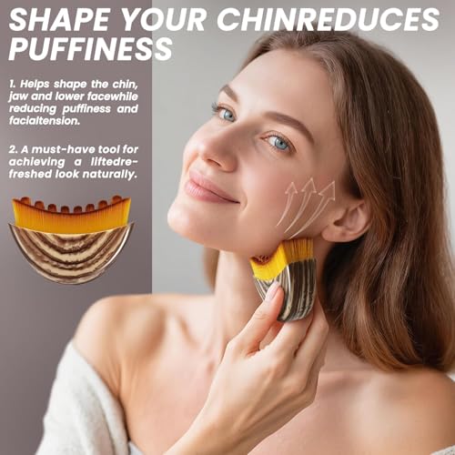 Image of 2PCS Lymphatic Contour Face Brush, Gentle Skin Care Accessory, Lymphatic Drainage Massager with Protective Cover, Facial Contouring Tool for Jawline and Cheek Definition