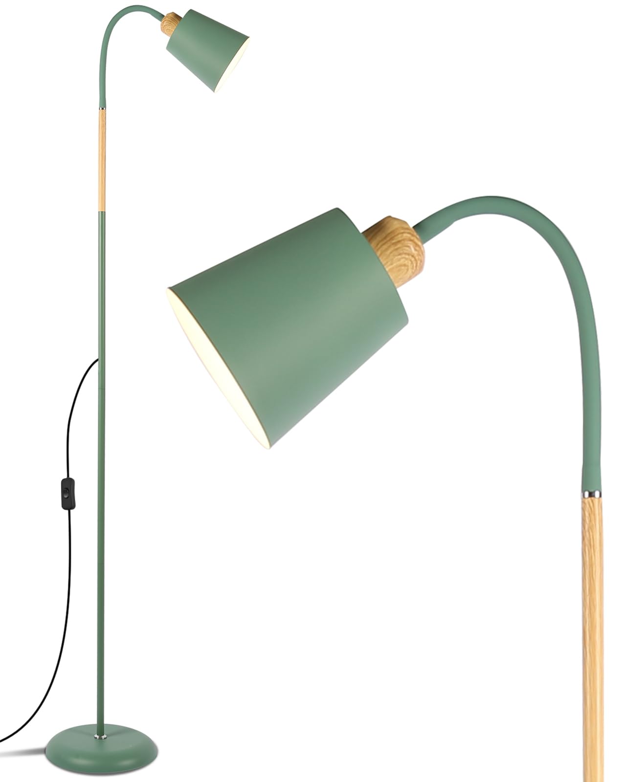 ANTENLICHT Lámpara de lectura de pie E27, casquillo máx. 60 W, lámpara de pie giratoria para salón, dormitorio, estudio, lámpara de pie nórdico con altura de 159 cm, verde (Sin bombilla)