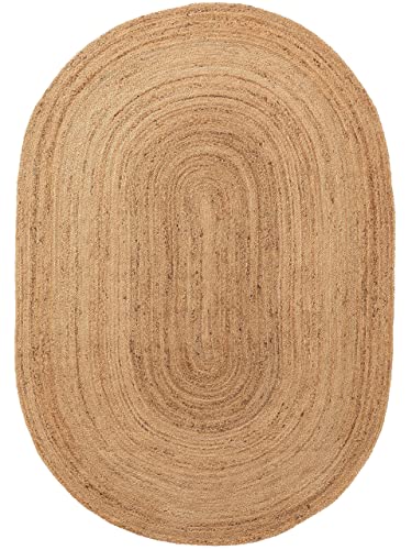 Gifiie Ovale Tapis en Jute, 100% Naturelle, Écologique pour Votre Salon, Salle à Manger, Chambres et Cuisines fabriqué en Inde.