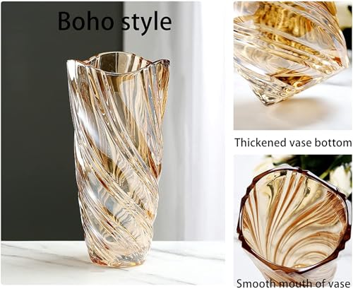 Glass Flower Vase, 24cm Hight Modern Minimalist FlowerVase, Nordic Crystal Decorative Handmade Vase Flower Arrangement Decoration for Home Office Decor, Gift for Wedding Housewarming Party Celebrate - Image 4