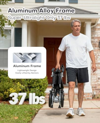 Image of Electric Wheelchairs for Adults, 15 Miles Long Travel Range with Quick-Release Battery, Ultra-Lightweight 37 lb Folding Power Wheelchair, All-Terrain Motorized Wheelchair, Airline Approved