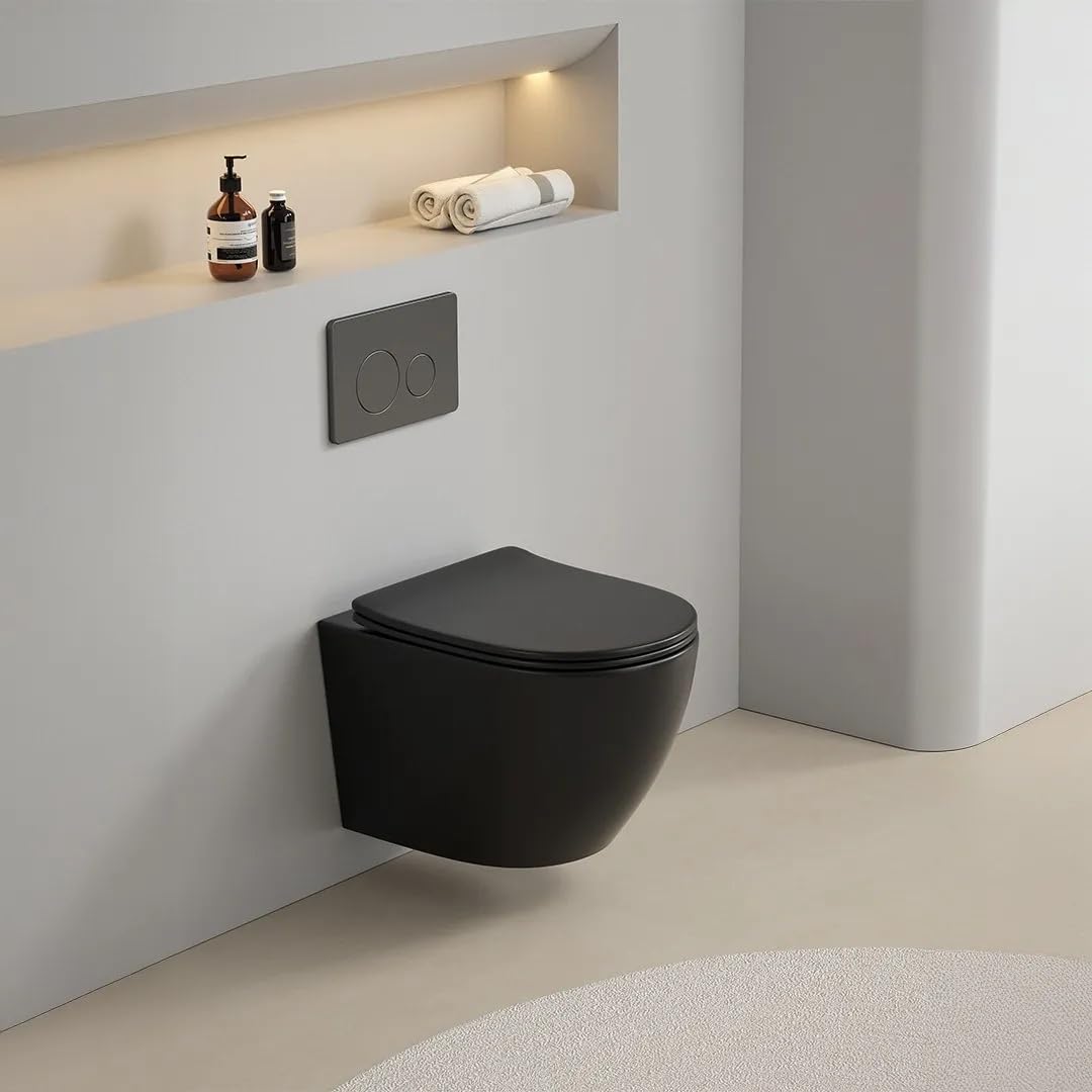 Kiamami Valentina WC Sospeso Ceramica Nero Opaco Folk