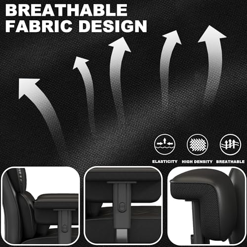 Image of Misolant Big and Tall Office Chair with Footrest, High Back Executive Desk Chair with Adjustable Lift Armrest, 155Recline，Lumbar Support Pillow, Faux Leather Gaming Chairs for Home or Office Black