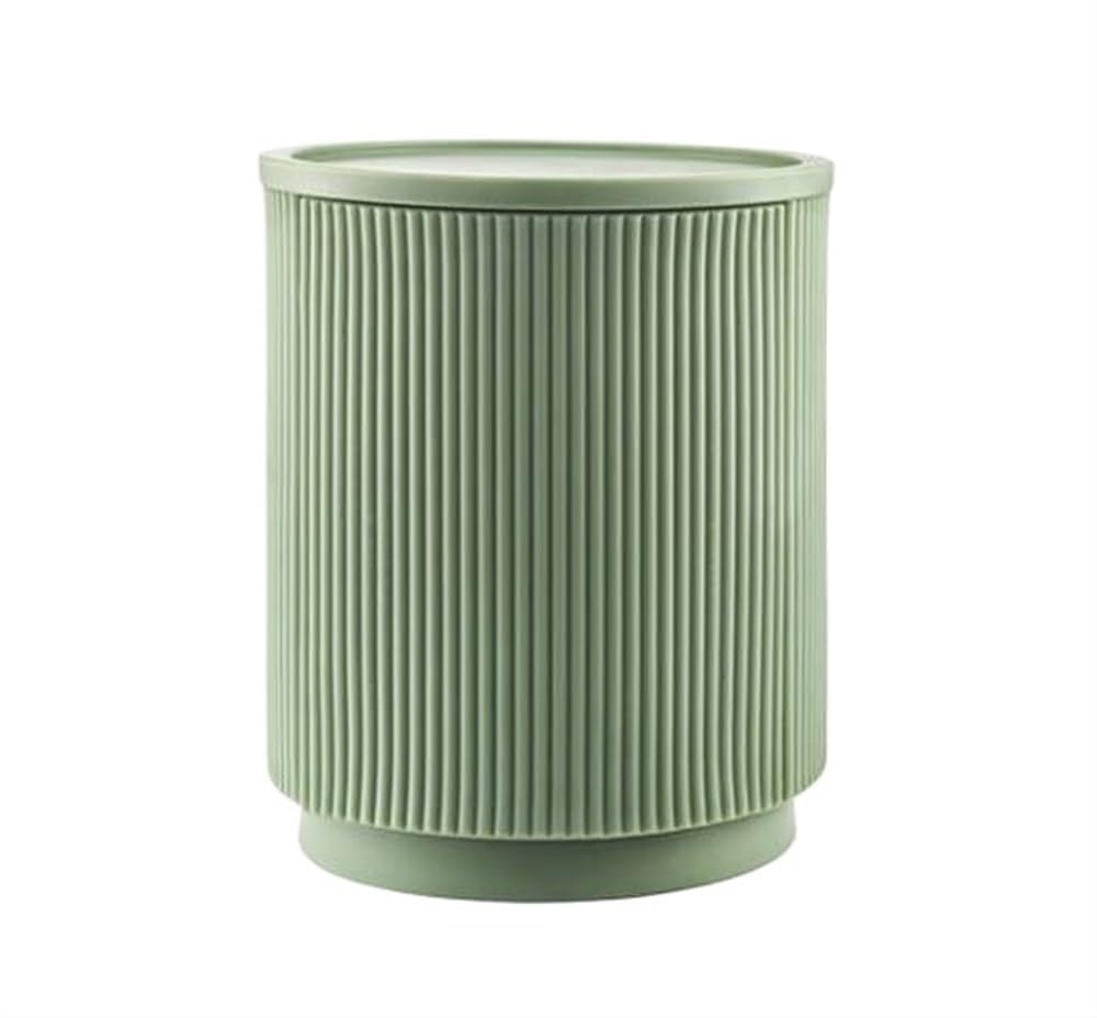 AXFCBDF Modern Round End Table with 2-Tier Storage, Single Door Nightstand, Minimalist Storage Side Table for Living Room, Bedroom, Balcony(Green)