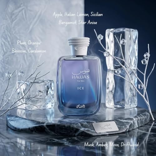 Image of RASASI Hawas Ice For Men 3 Piece Gift Set Eau De Parfum Spray 100ML (3.4 Oz), 10ml (0.33 Oz) Travel Spray & Shower Gel 60ml (2.0 Oz)