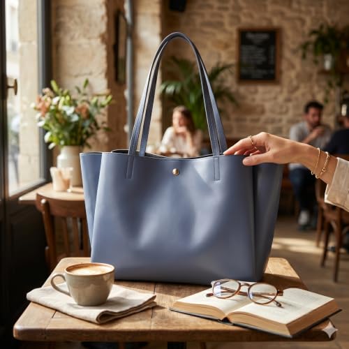 Image of Pure Vegan Leather Tote Bag for Women, Fully Embossed, Handbag, Shoulder Bag, Black