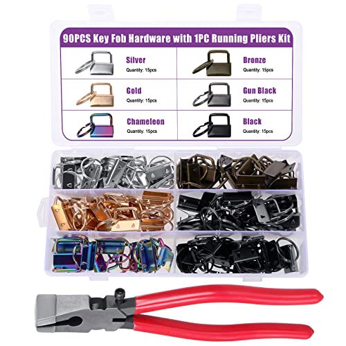 Moendergo 90 Stück Schlüsselanhänger-Hardware, Metallschwanz-Clip, Armband, Schlüsselanhänger, Armband, Hardware, mit Schlüsselanhänger-Zange, Werkzeug für Schlüsselanhänger und Handgelenkklemme Cover