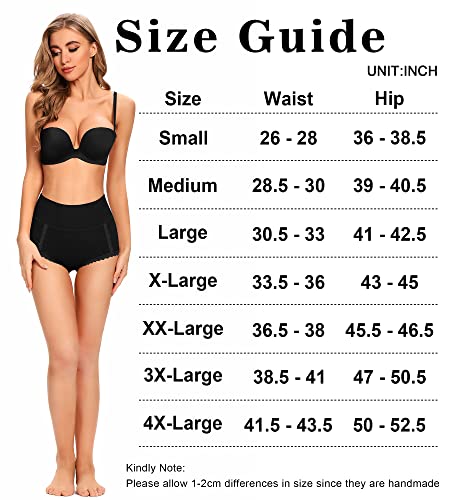 Misswho Cotton Underwear For Womens High Waist Postpartum Panties Soft Comfortable Breathable No Ride Up Underpants For Ladies 6 Packs (Black,Medium) #TOP5