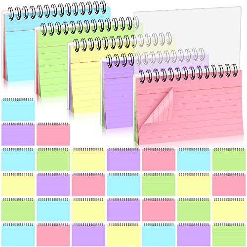 Ctosree 1800 Sheet Index Cards 36 Pads Spiral Bound Ruled Index Cards Lined Flash Cards With Ring Learning Card Note Cards With Pp Cover For Home School Office Learning Memory (Multicolor, 6 X 4 Inch) #TOP29