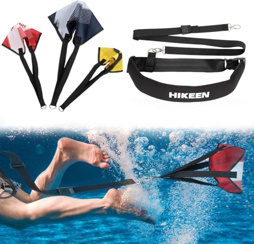 BOOSTEADY Cintura da Nuoto per Piscina, Cintura di Resistenza al Nuoto, Paracadute da Nuoto Allenatore di Nuoto, 1 Guinzaglio per Allenatore di Nuoto con 3 Paracaduti
