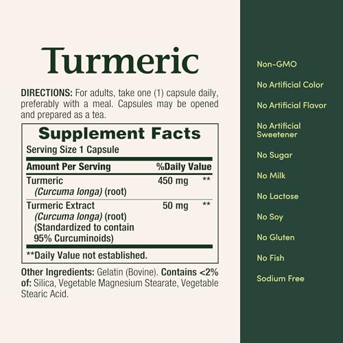Nature's Bounty Turmeric Capsules, 450mg, 60 Count - image 5