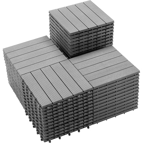 PrimeZone 54 PCS Plastic Interlocking Patio Deck Tiles - 12' x 12' Anti-Slip Waterproof Indoor Outdoor...
