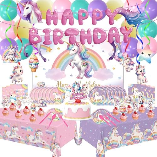Unicorn Party Birthday Supplies - 220Pcs Unicorn Party Decoration...
