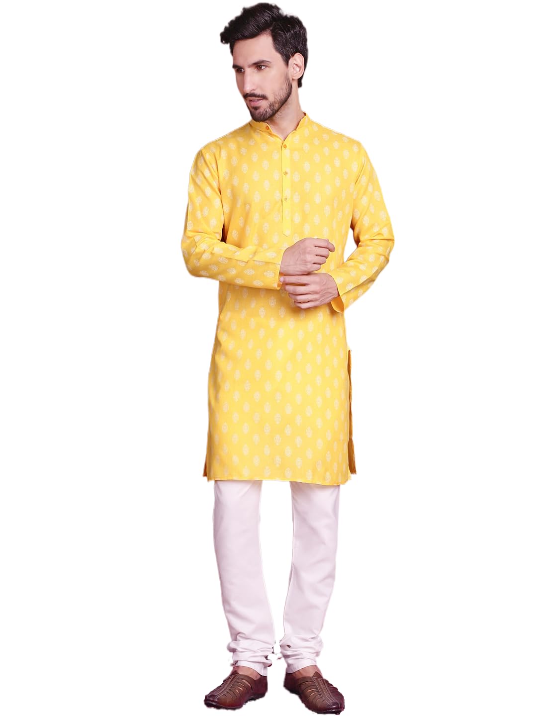 jompers Men's Cotton Blend Floral Printed Kurta with Pyjama Set-picture-17