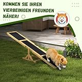 PawHut Hundewippe, Hunde Agility Wippe aus Holz, rutschfest Hunde Agilitäts Rampe für Hunde unter 30 kg, wetterfest Hundetraining Outdoor Hundesport für Balance, 180 x 30 x 30 cm Gelb