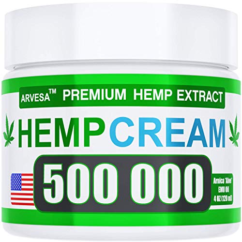 Hemp Pain Relief Cream - 500,000 - Natural Hemp Extract Relieves Inflammation, Knee