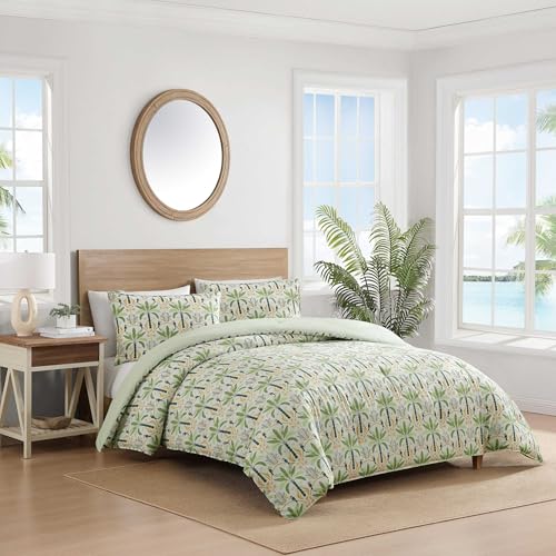 Tommy Bahama - Queen Comforter Set, 100% Soft Cotton Bed Set for Year Round Comfort, Coastal Bedding with Matching Pillowcases (Mystic Palms Green) by Tommy Bahama - Used condition - Image 8