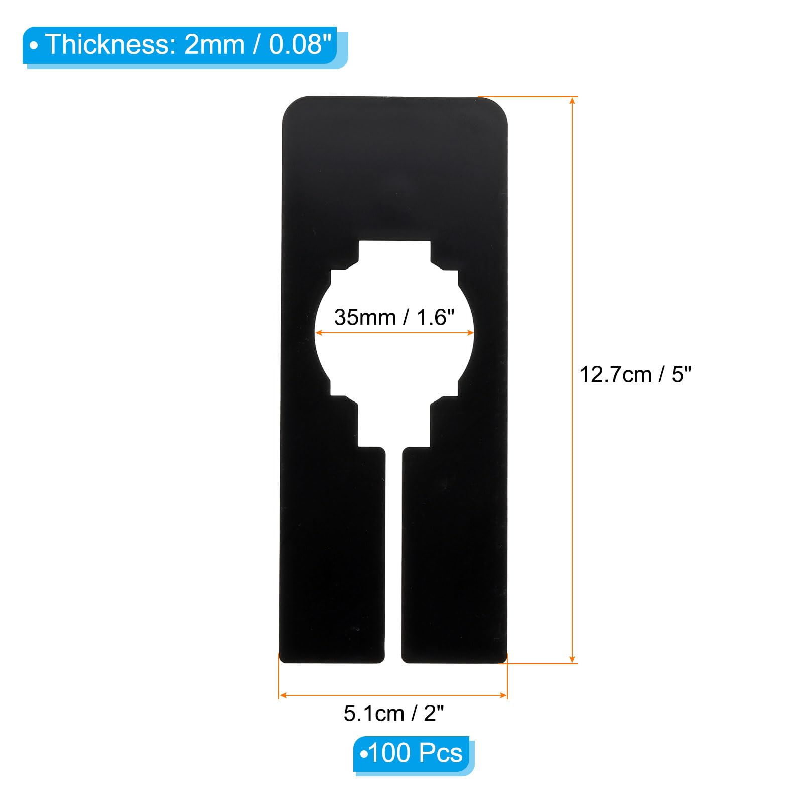 PATIKIL Clothes Dividers, 100Pack Black Plastic Closet Organizer, Rectangle Clothing Rack Size Divider, Blank Labels Sorting Rectangular Separator