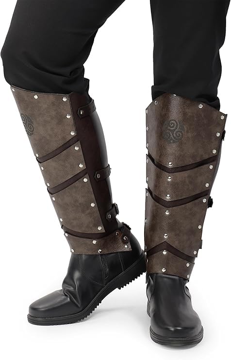 Mercenaire chevalier couvre-bottes en cuir de haute qualité
