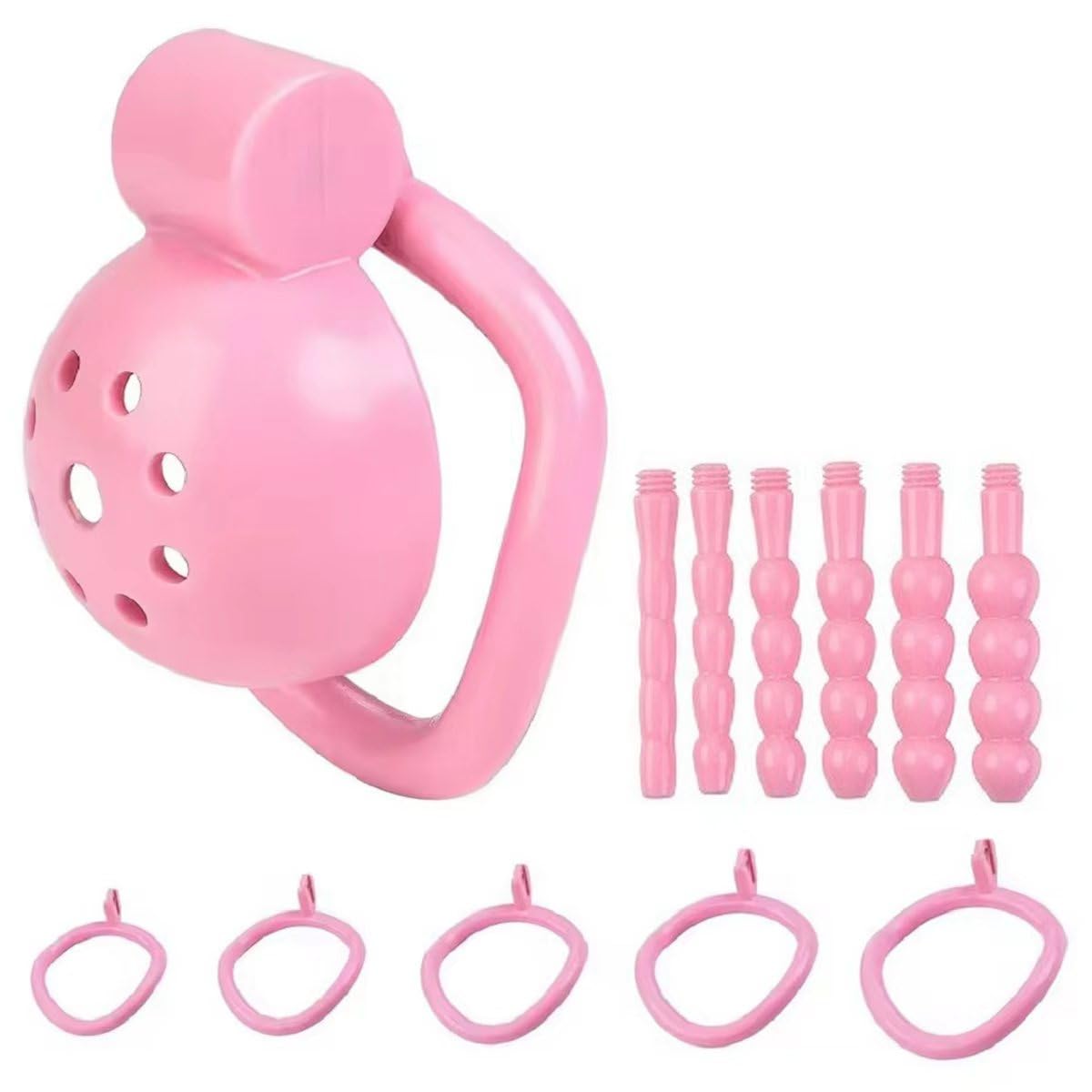 Male Chastity Device Tease Locked Cock Cage Penis Exercise for Men（Pink）